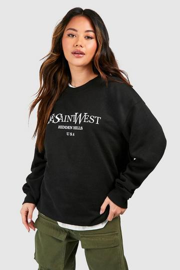 Ye Saint West Slogan Oversized Sweatshirt black