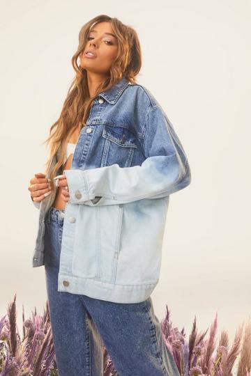 Blue Bleach Dip Dye Oversized Denim Jacket