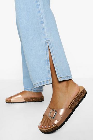 Buckle Footbed Slider rose gold