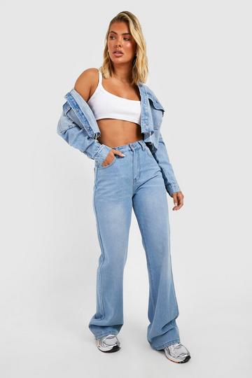 Light Brown Mid Rise Wide Leg Jeans