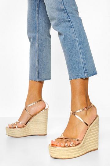 Skinny Strappy Wedge rose gold