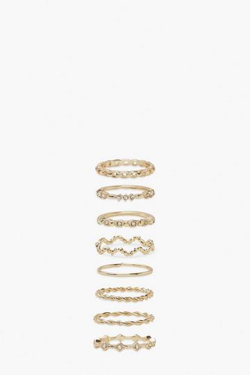 Gold Metallic Twist Wave Ring Pack