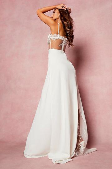 White Contrast Lace Corset Maxi Dress