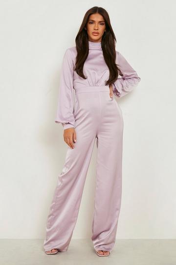 High Neck Balloon Sleeve Jumpsuit lilac
