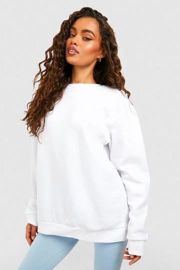 White Basic Oversized Sweatshirt