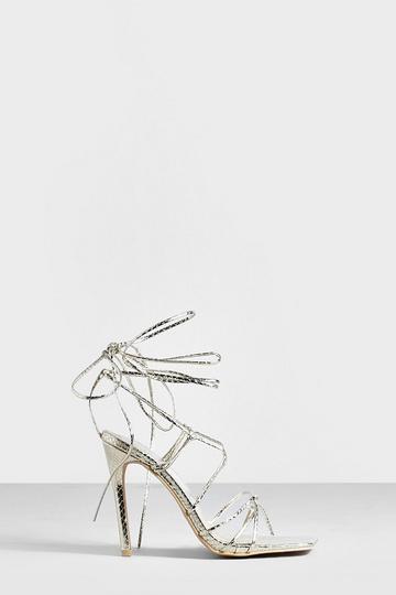 Multi Strap Lace Up Sandal gold