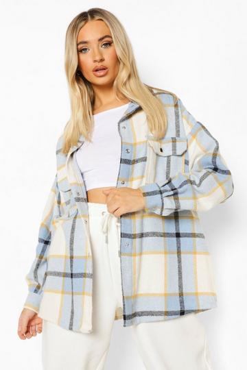 Check Oversized Shacket blue