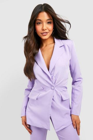Plunge Tailored Fitted Blazer lilac