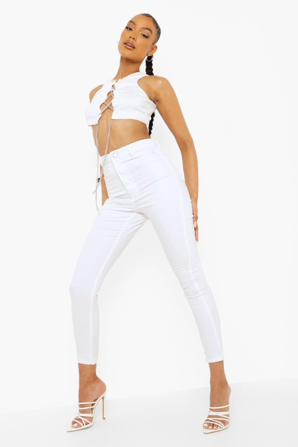 White high waist pants | boohoo US