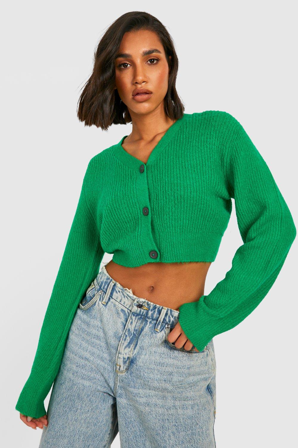 Green hotsell cropped cardigan