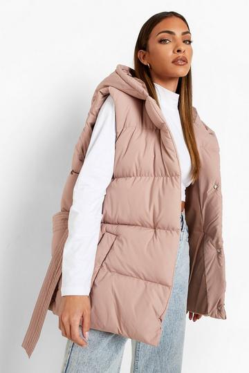 Pink Belted Puffer Gilet