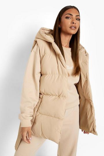 Belted Puffer Vest taupe