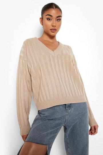 Boxy Rib Knitted Jumper pebble