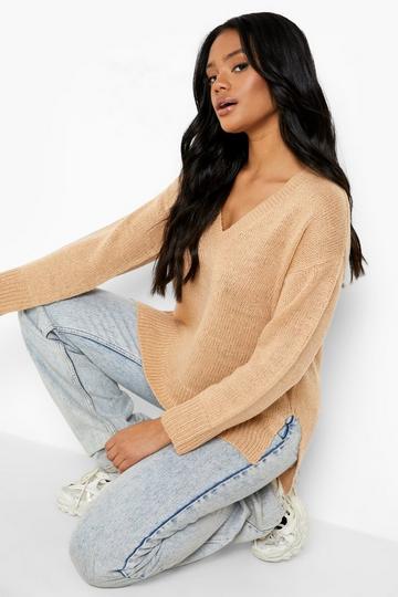 Side Split Slouchy Jumper biscuit