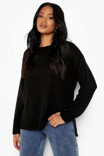 Side Split Slouchy Jumper black