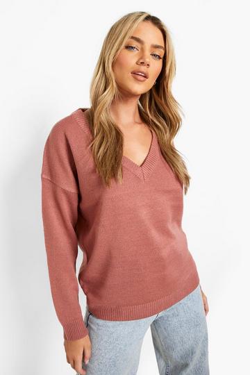V Neck Jumper rose