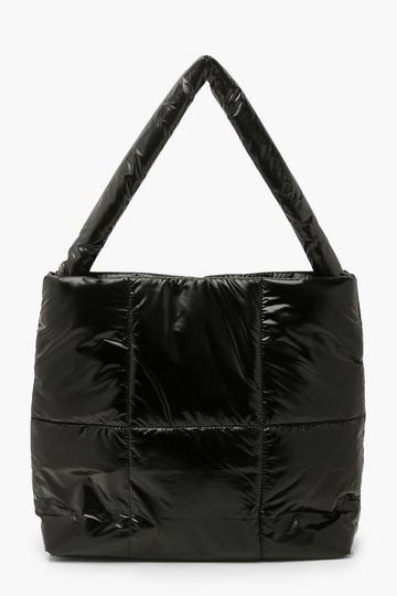 Nylon Quilted Tote Bag black