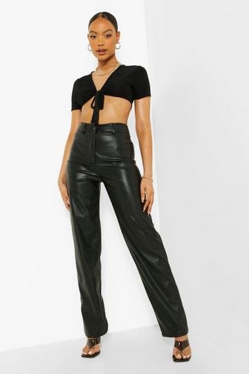 Wide Leg Leather Look Trousers black