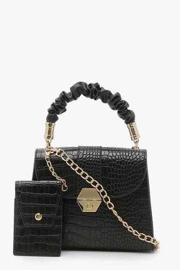 Black Cross Body Grab Bag With Coin Purse