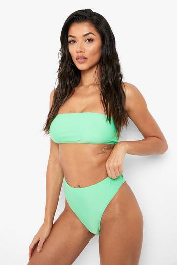 Recycled High Leg High Waist Bikini Brief green