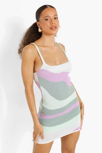Marble Print Knitted Mini Dress mint