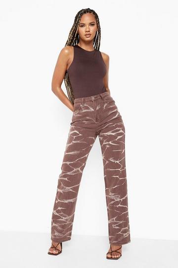 Brown Tie Dye Boyfriend Jeans