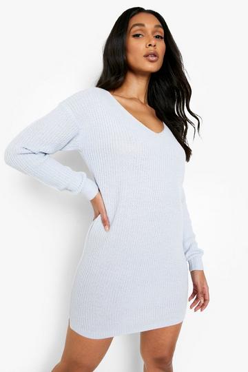 V Neck Jumper Dress dusty blue