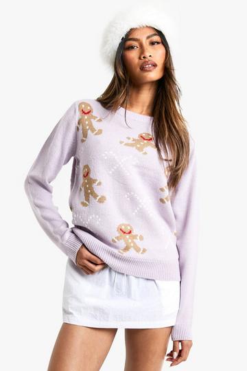 Gingerbread Christmas Sweater lilac