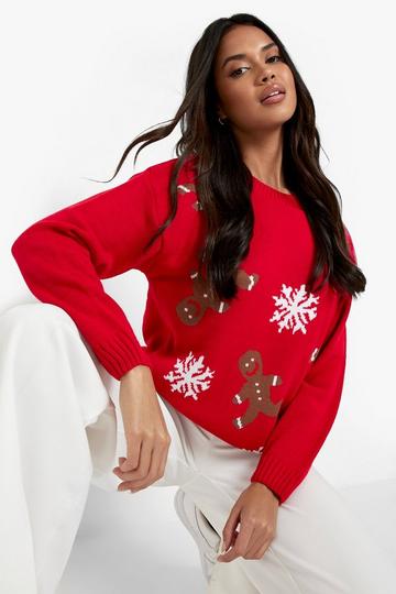 Gingerbread Christmas Jumper red