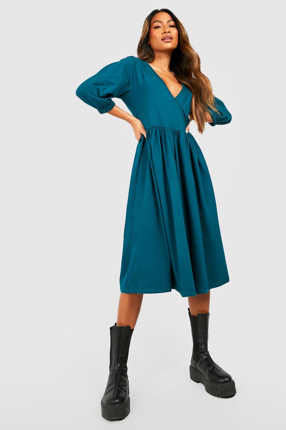 teal colour dress