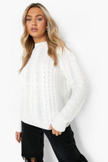 Cream White Cable Knitted Jumper
