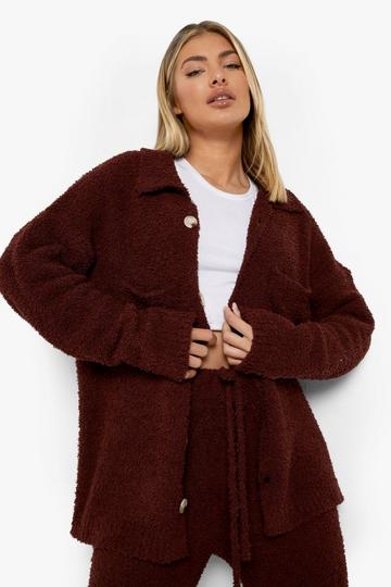 Brown Teddy Knit Shacket