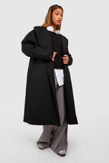 Manteau long oversize effet laine black