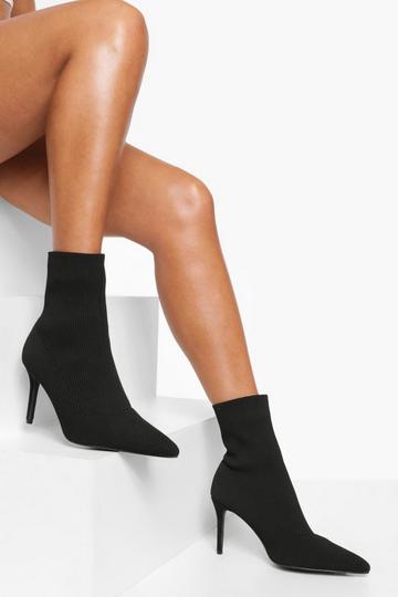 Wide Fit Knitted Stiletto Sock Boots black