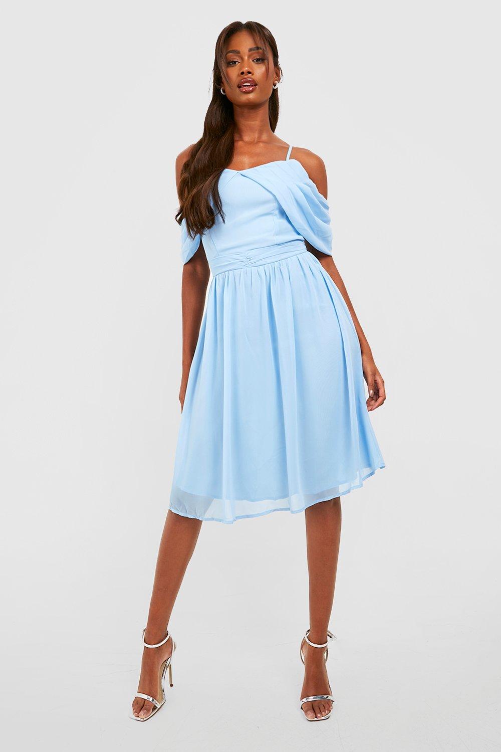 Esmee Exclusive wrap mini beach summer dress in pastel blue | ASOS
