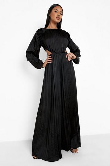Pleated Cut Out Wide Leg Jumpsuit black