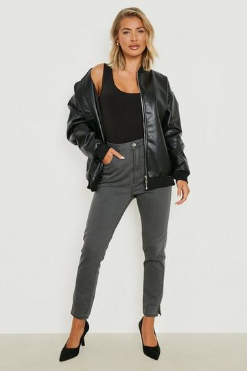 Light Brown Basic Stretch Split Hem Skinny Jeans