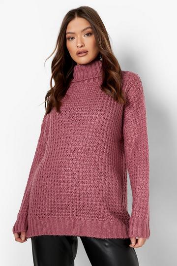 Soft Knit Roll Neck Slouchy Jumper antique rose