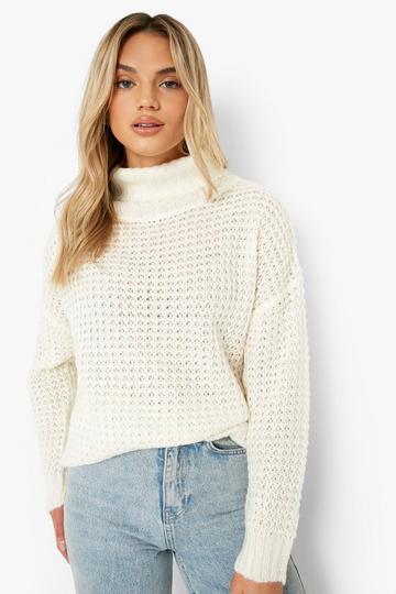 Soft Knit Turtleneck Slouchy Sweater cream