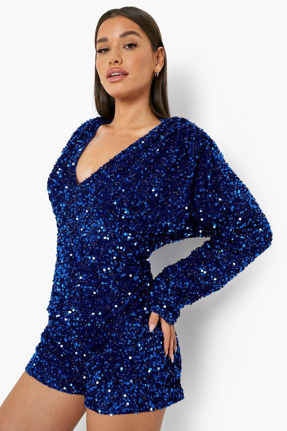 blue sequin playsuit