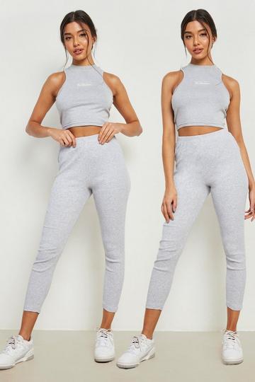 Buy Boohoo Ribbed High Waisted Leggings In Blue