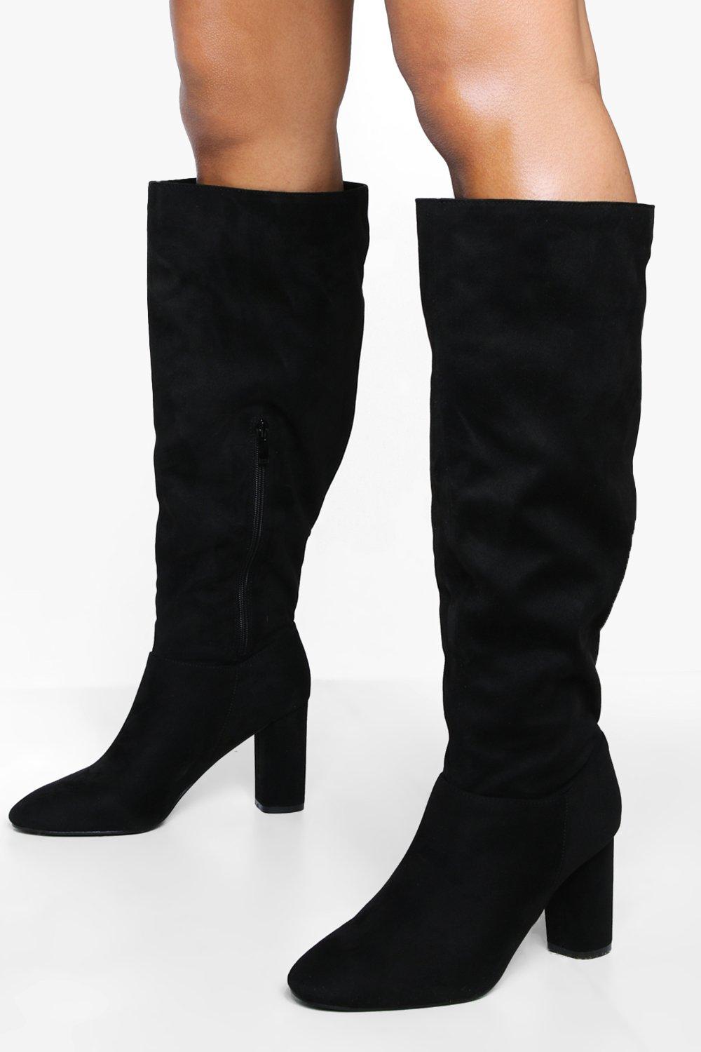 grey wide fit knee high boots