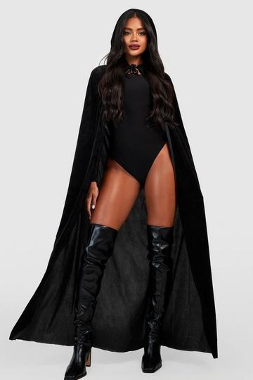Halloween Velvet Hooded Fancy Dress black
