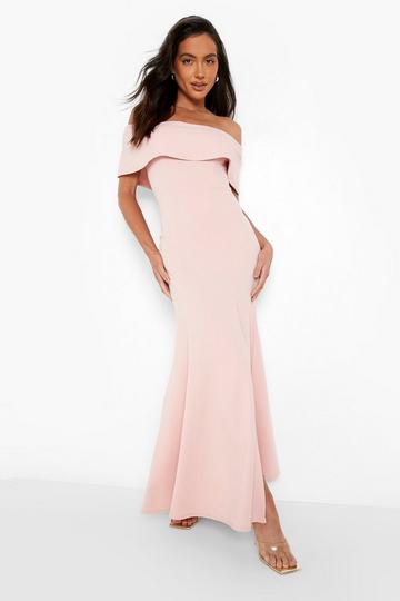 Pink Bardot Overlay Maxi Dress