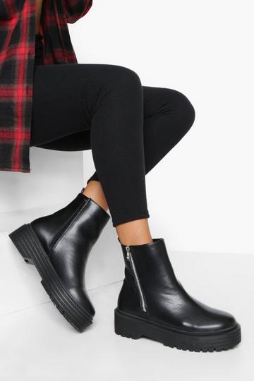 Wide Fit Side Zip Pu Chelsea Boots
