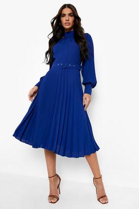 Satin Ruffle Wrap Detail Skater Dress