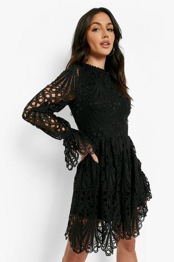 Black lace dresses with sleeves | boohoo US