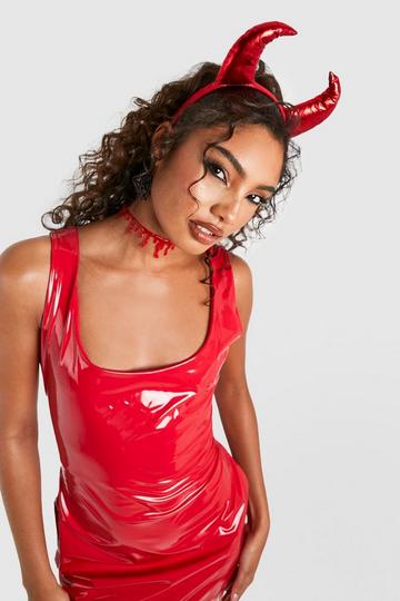 Red Halloween Vinyl Devil Horns