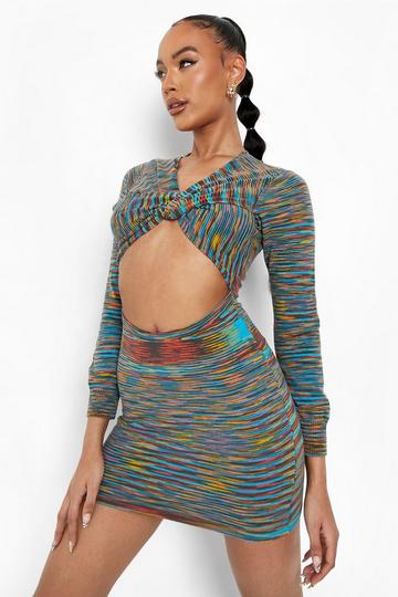 Space Dye Wrap Knitted Dress multi