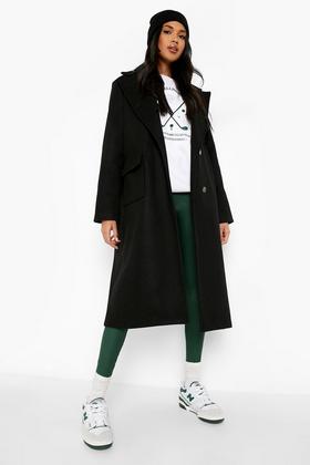 Dogtooth Oversized Wool Look Maxi Coat